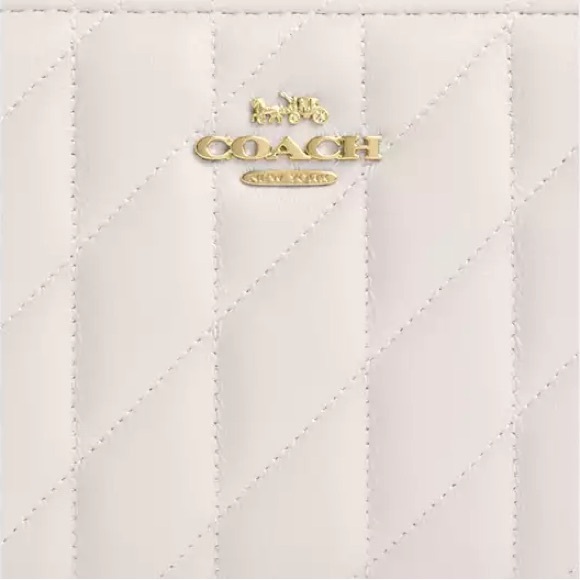 NWT - Coach Medium Id Zip Wallet With Quilting - GOLD/CHALK - Picture 4 of 11